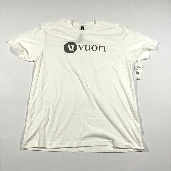 Vuori Other - MENS Vuori V1 Wordmark Logo Tee Crew Print Short Sleeve White T-shirt Sz L NWT